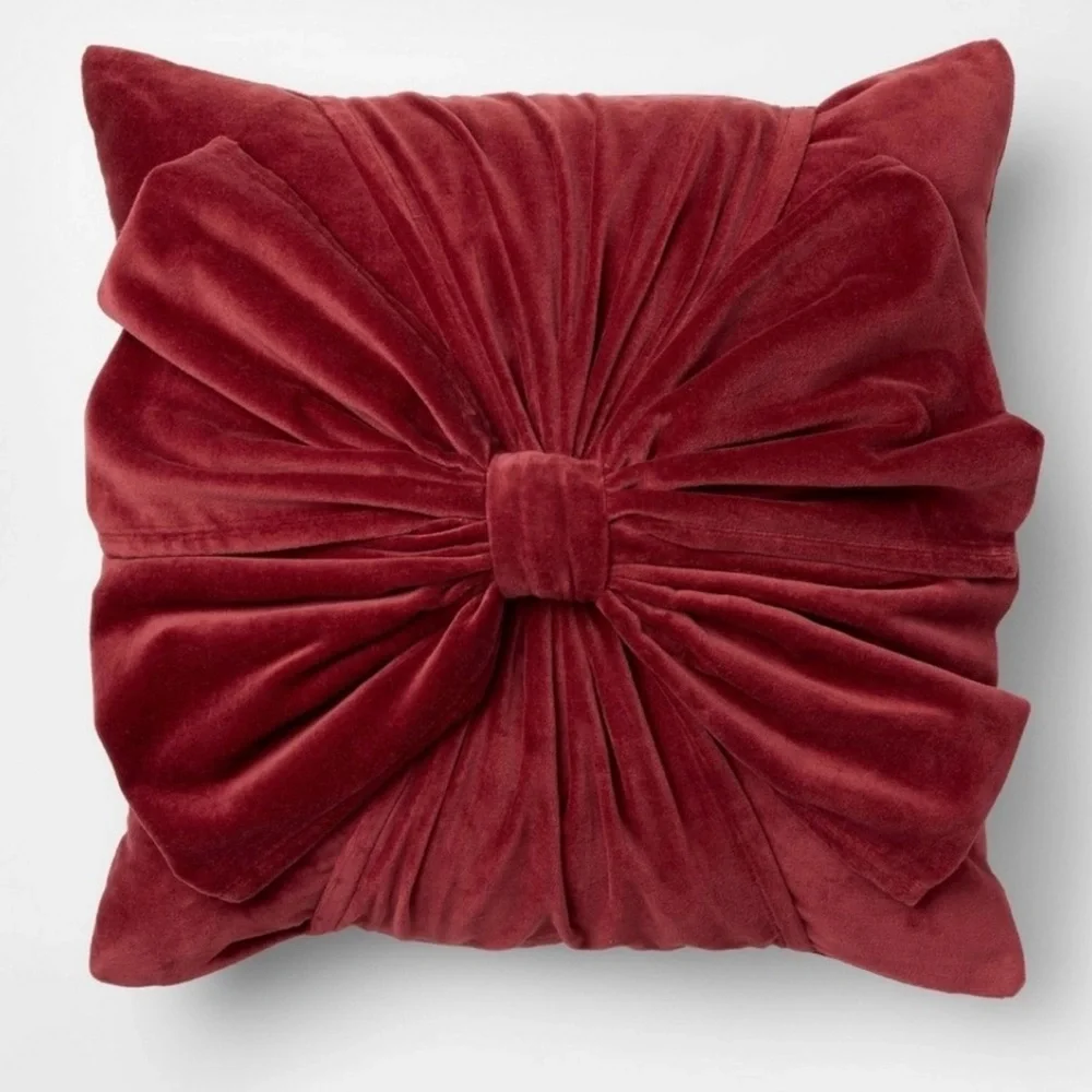 Studio McGee Threshold Velvet Bow Pillow 20